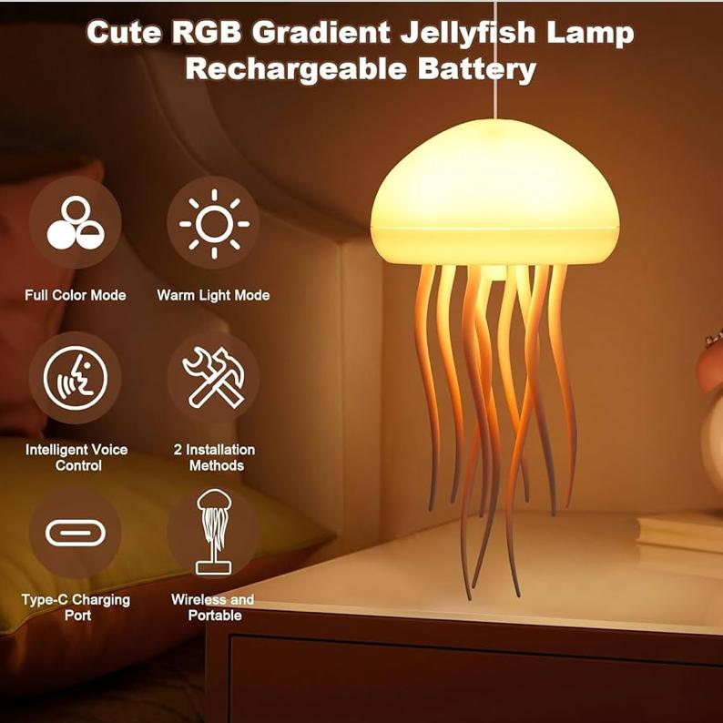 Jellyfish Lamp with Moving Tentacles